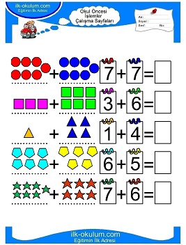 Çocuklar İçin toplam işlemi yaprak testleri 